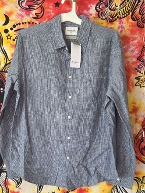 Goodfellow & Co Blue Micro-Check Button-Down Shirt